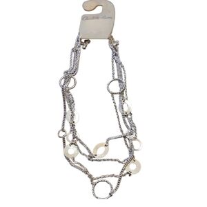 Charlotte Russe Layered Silver Chain Necklace with Circles Vintage Y2k New